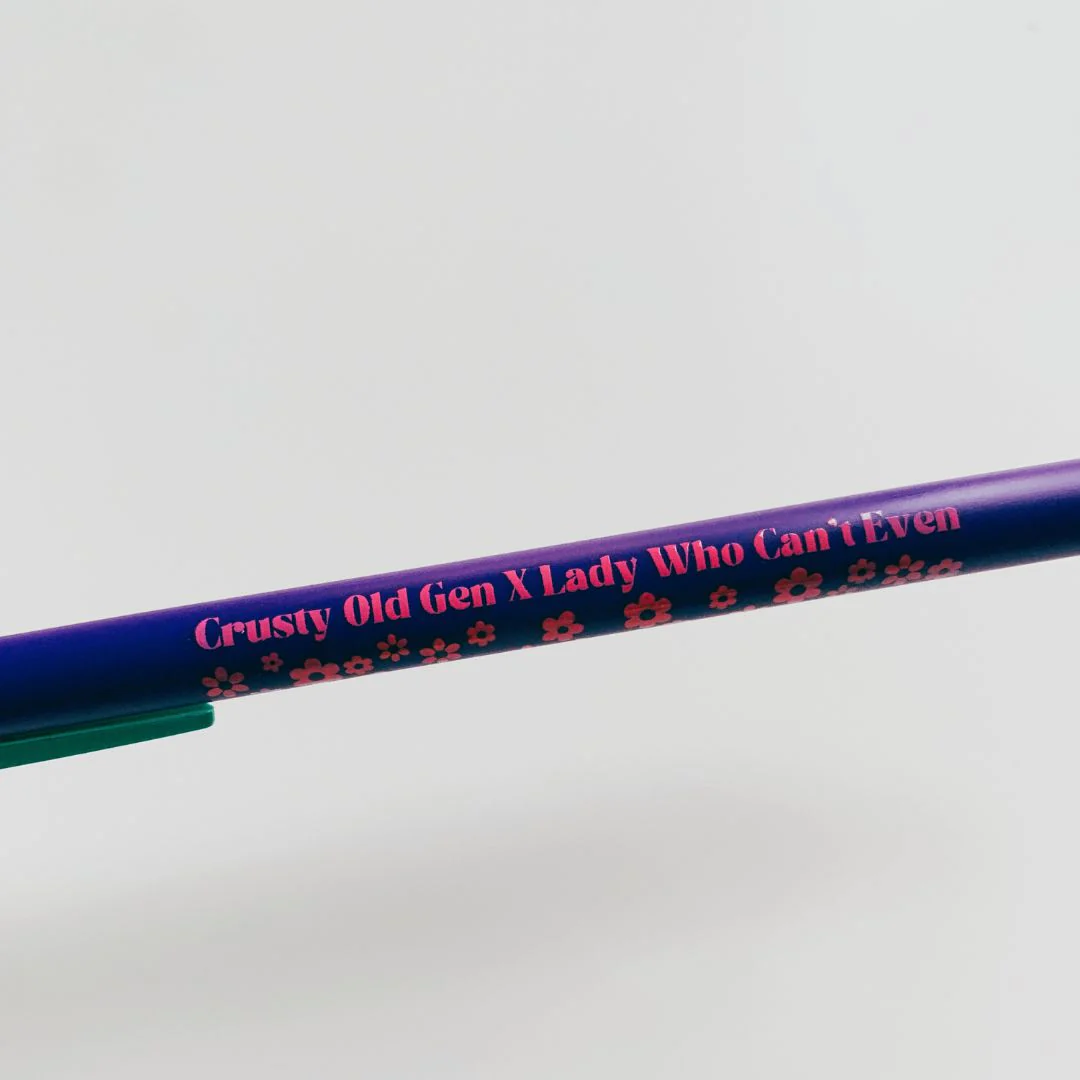 Crusty Old Gen X Lady Who Can't Even Ballpoint Pen in Violet | Gen Z Aesthetic Blue Ink - Image 3