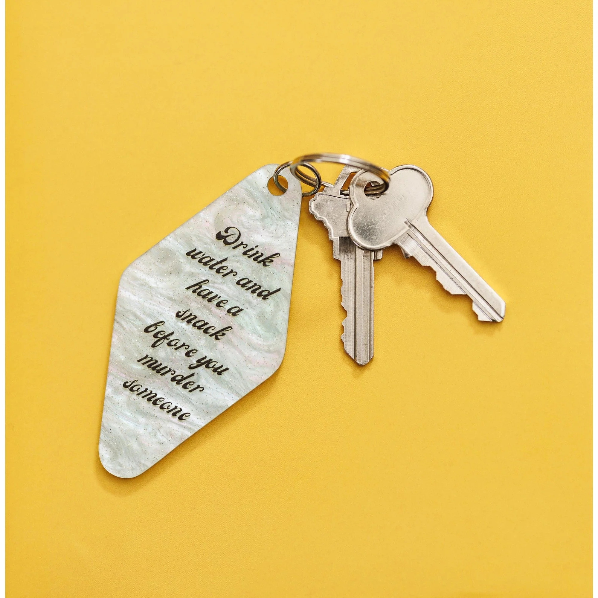 Drink Water Before You Murder Someone Keychain in Marble Mint - Image 3