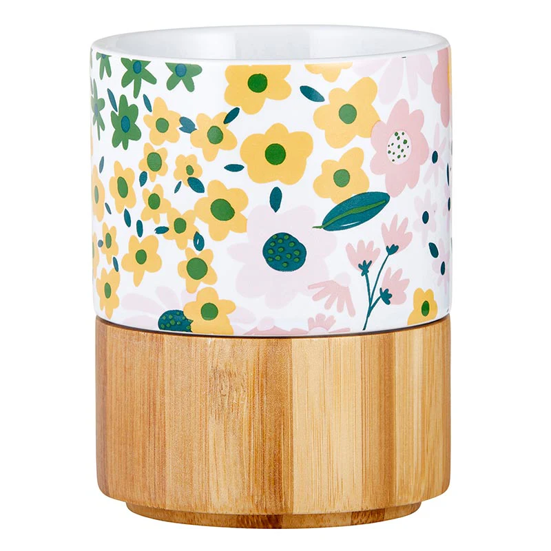 Floral Ceramic Mug with Bamboo Base - Image 3