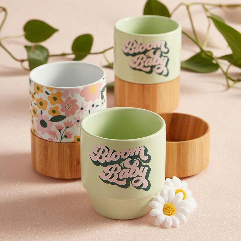 Floral Ceramic Mug with Bamboo Base - Image 5