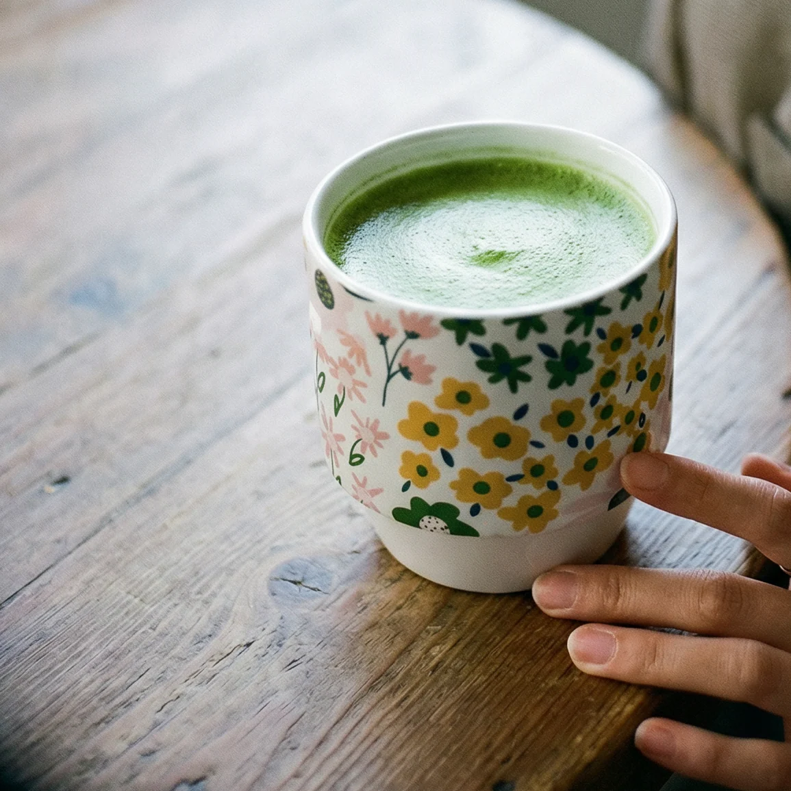 Floral Ceramic Mug with Bamboo Base - Image 6