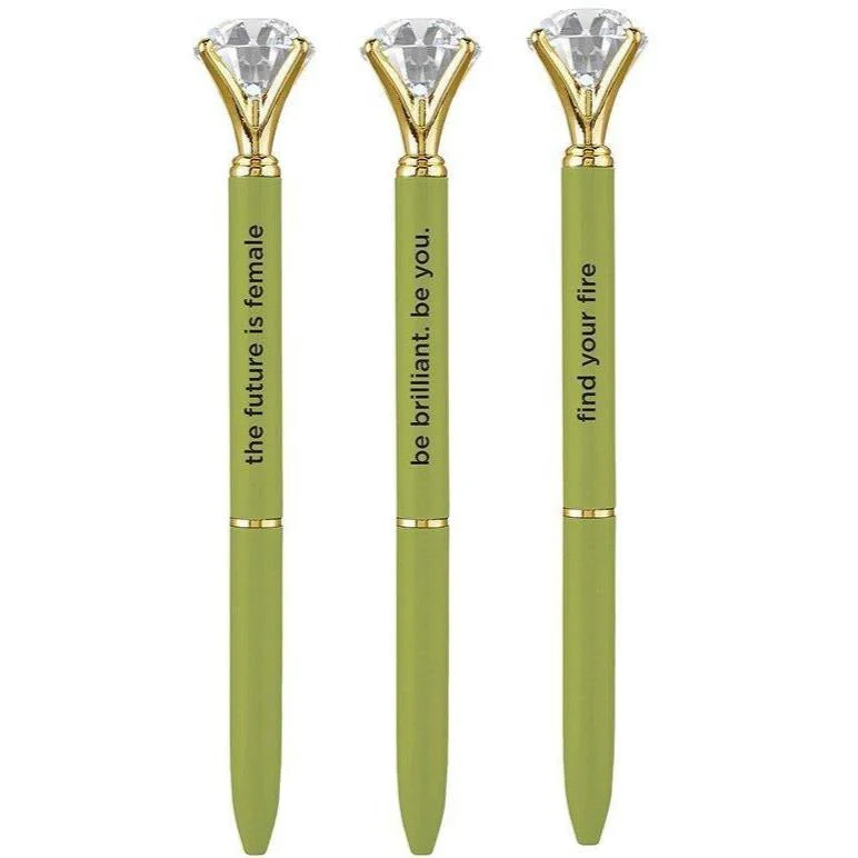 Future Is Female Chartreuse Green Gem Pen | Giftable Single Pen | Novelty Office Desk Supplies - Image 4