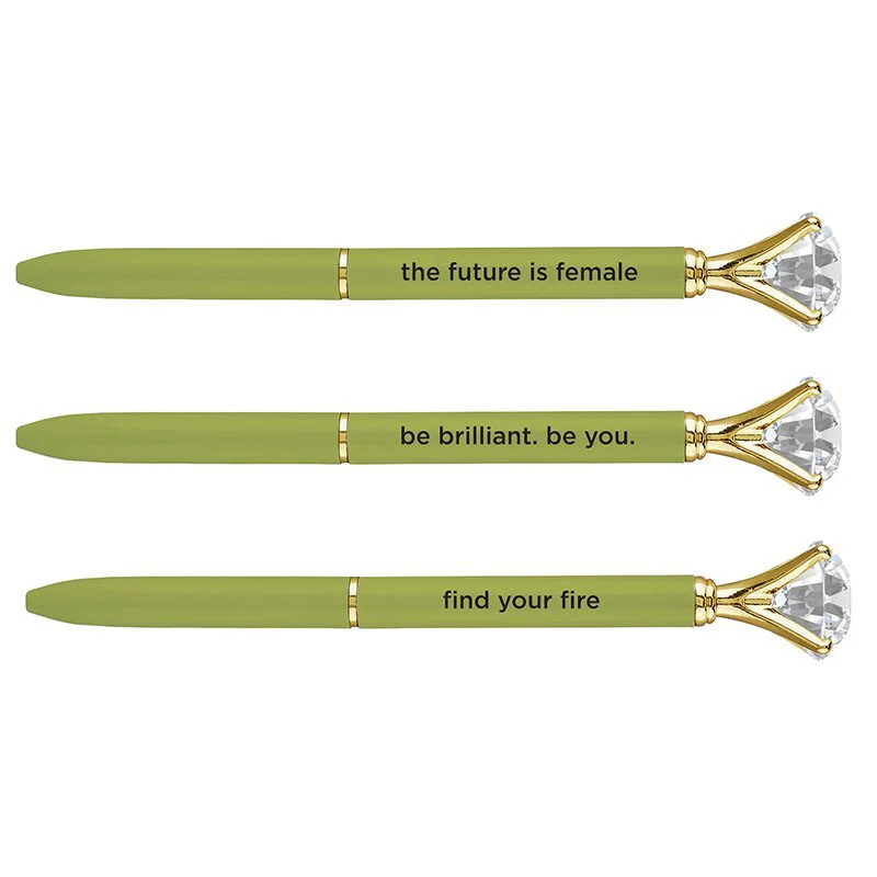 Future Is Female Chartreuse Green Gem Pen | Giftable Single Pen | Novelty Office Desk Supplies - Image 5