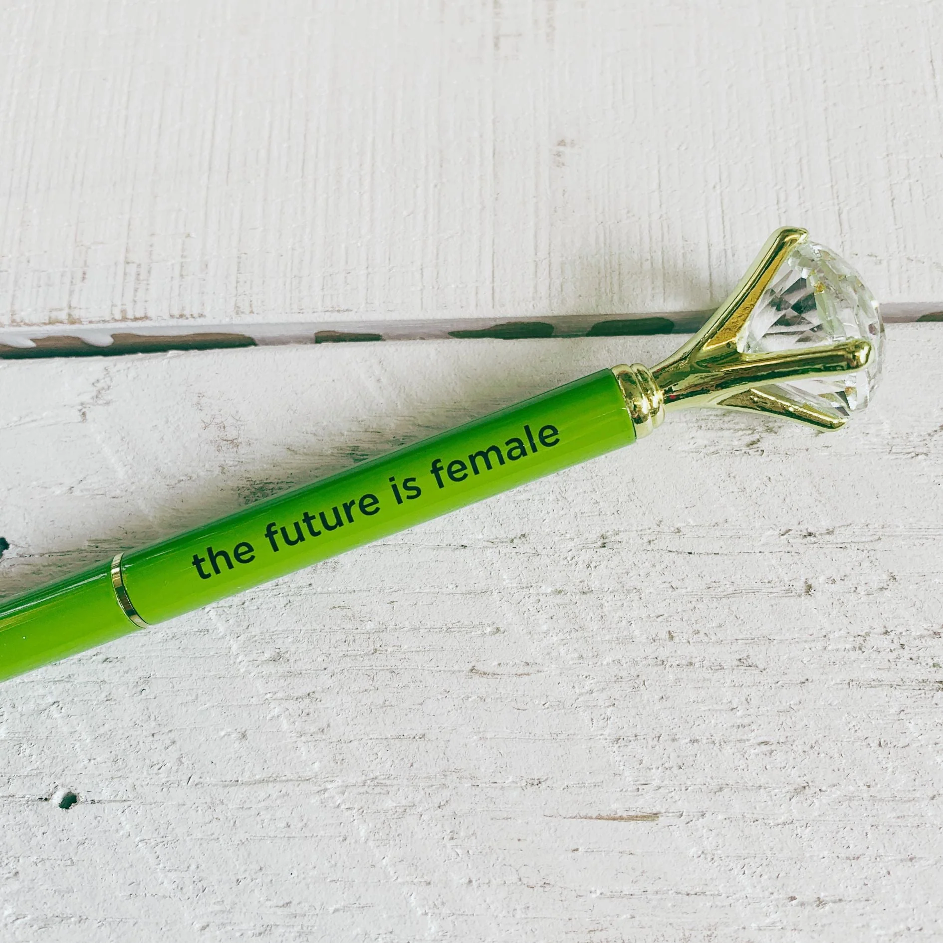 Future Is Female Chartreuse Green Gem Pen | Giftable Single Pen | Novelty Office Desk Supplies - Image 9
