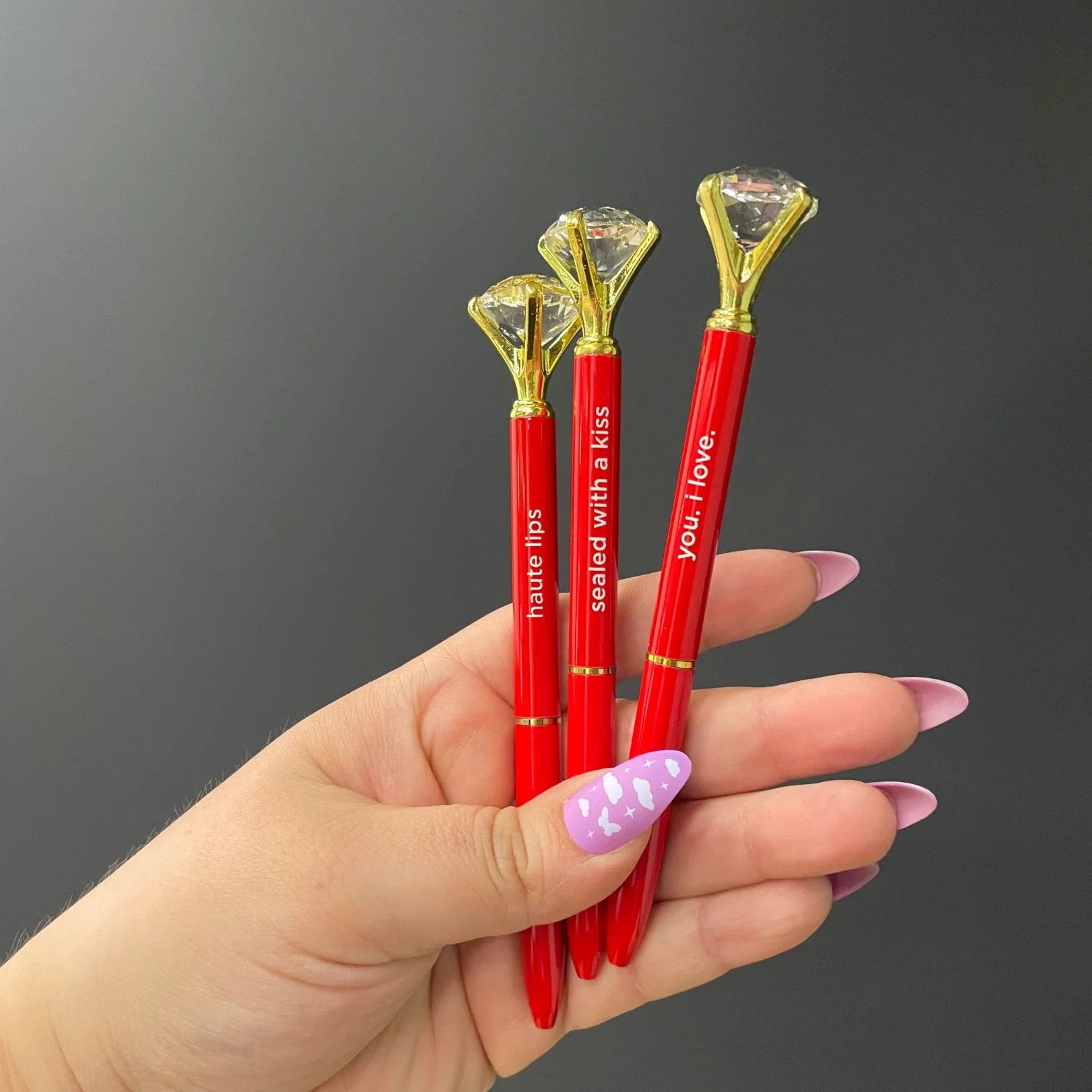 Haute Lips Red Gem Pen Set of 6 | Giftable Quote Pens | Novelty Office Desk Supplies - Image 3