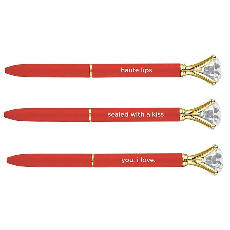 Haute Lips Red Gem Pen Set of 6 | Giftable Quote Pens | Novelty Office Desk Supplies - Image 7
