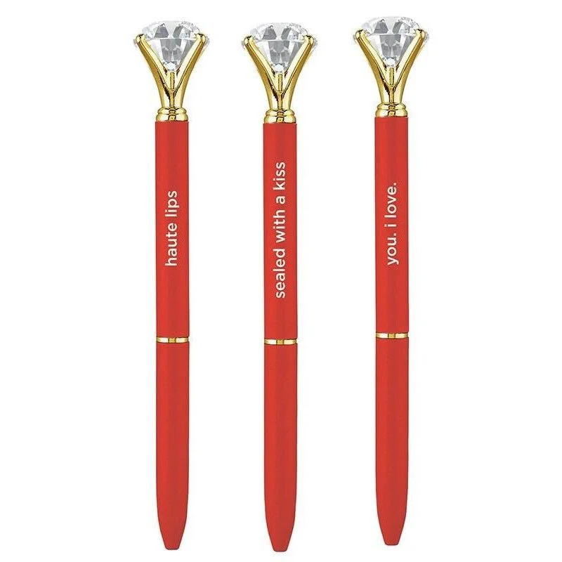 Haute Lips Red Gem Pen Set of 6 | Giftable Quote Pens | Novelty Office Desk Supplies - Image 8
