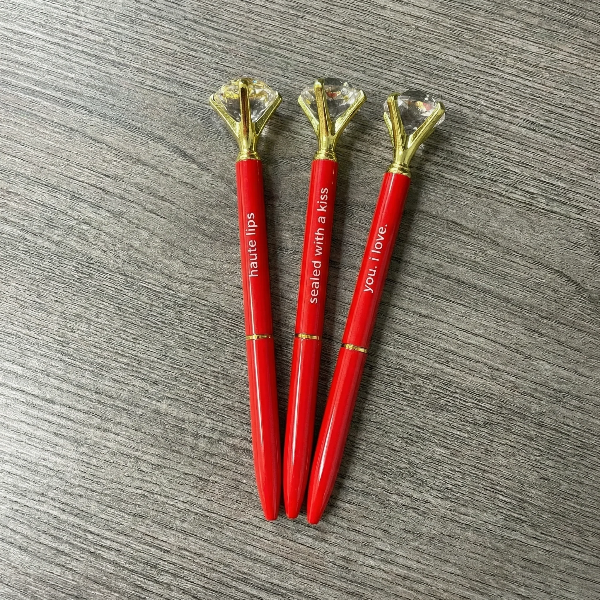 Haute Lips Red Gem Pen Set of 6 | Giftable Quote Pens | Novelty Office Desk Supplies - Image 9