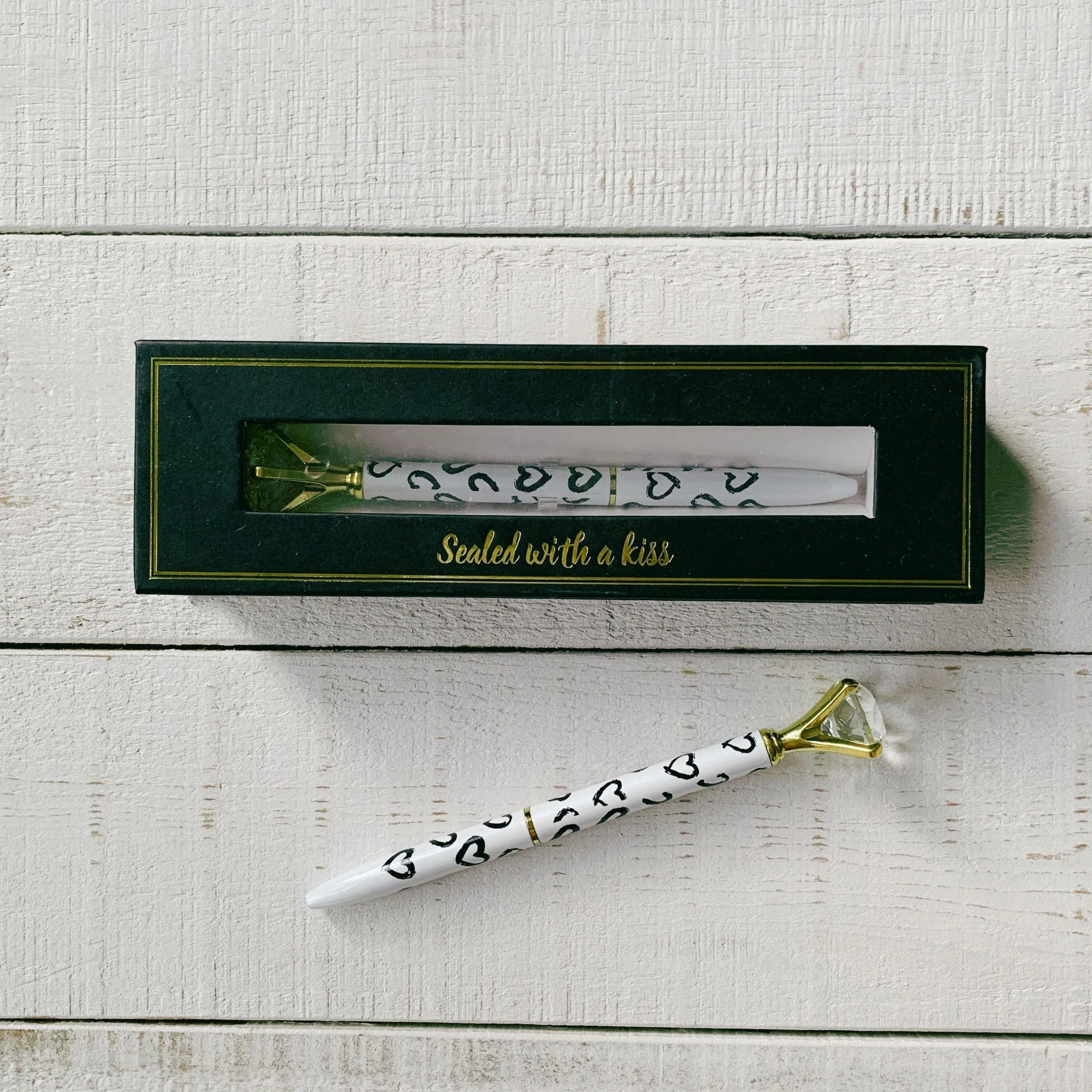 Heart Gem Pen in Gift Box | Jewel-Topped Gift Pen | Box Reads "Sealed with a Kiss" - Image 4