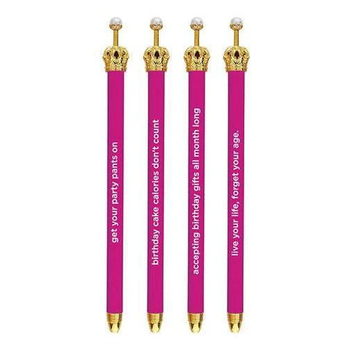 Get Your Party Pants On! Birthday Hot Pink Crown Pen Set of 12 | Giftable Quote Pens | Gift for Her - Image 5