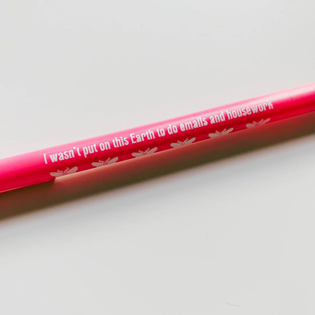 I Wasn't Put On This Earth To Do Emails and Housework Ballpoint Pen in Pink | Gen Z Aesthetic Blue Ink - Image 3
