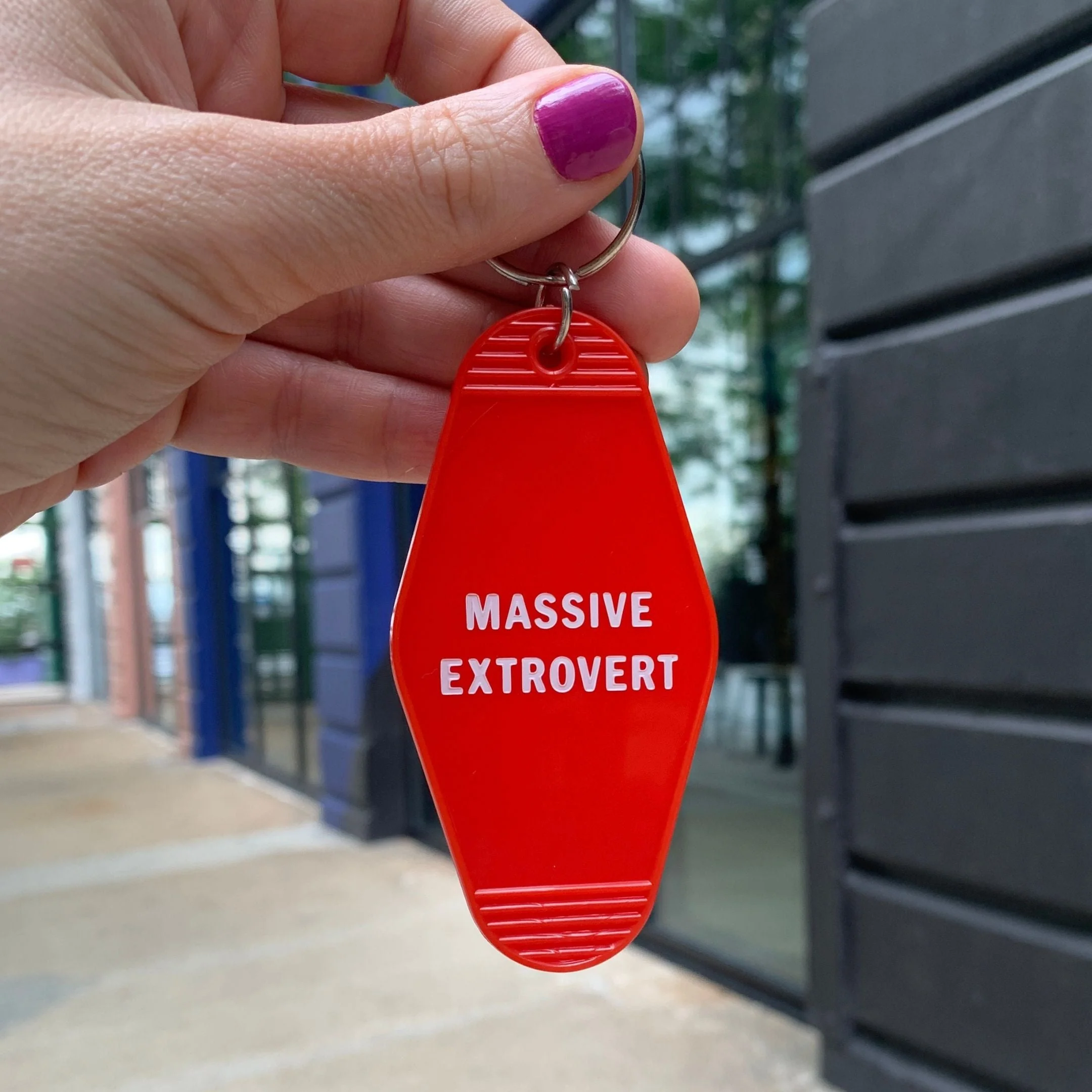 Massive Extrovert Motel Style Keychain In Red - Image 3