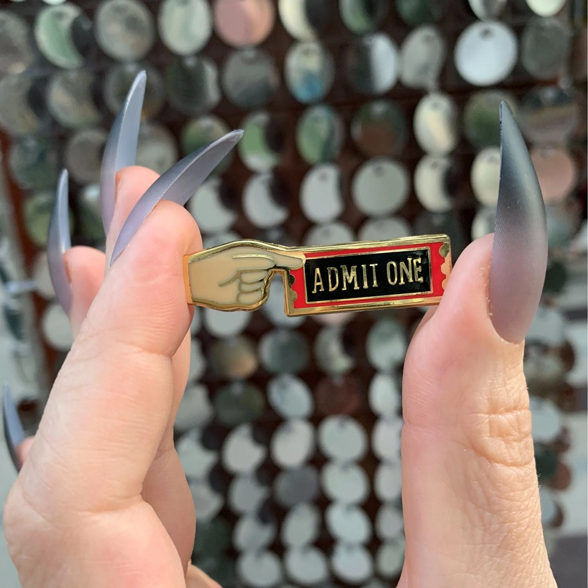 "Admit One" Carnival Ticket Enamel Pin on Gift Card - Image 10