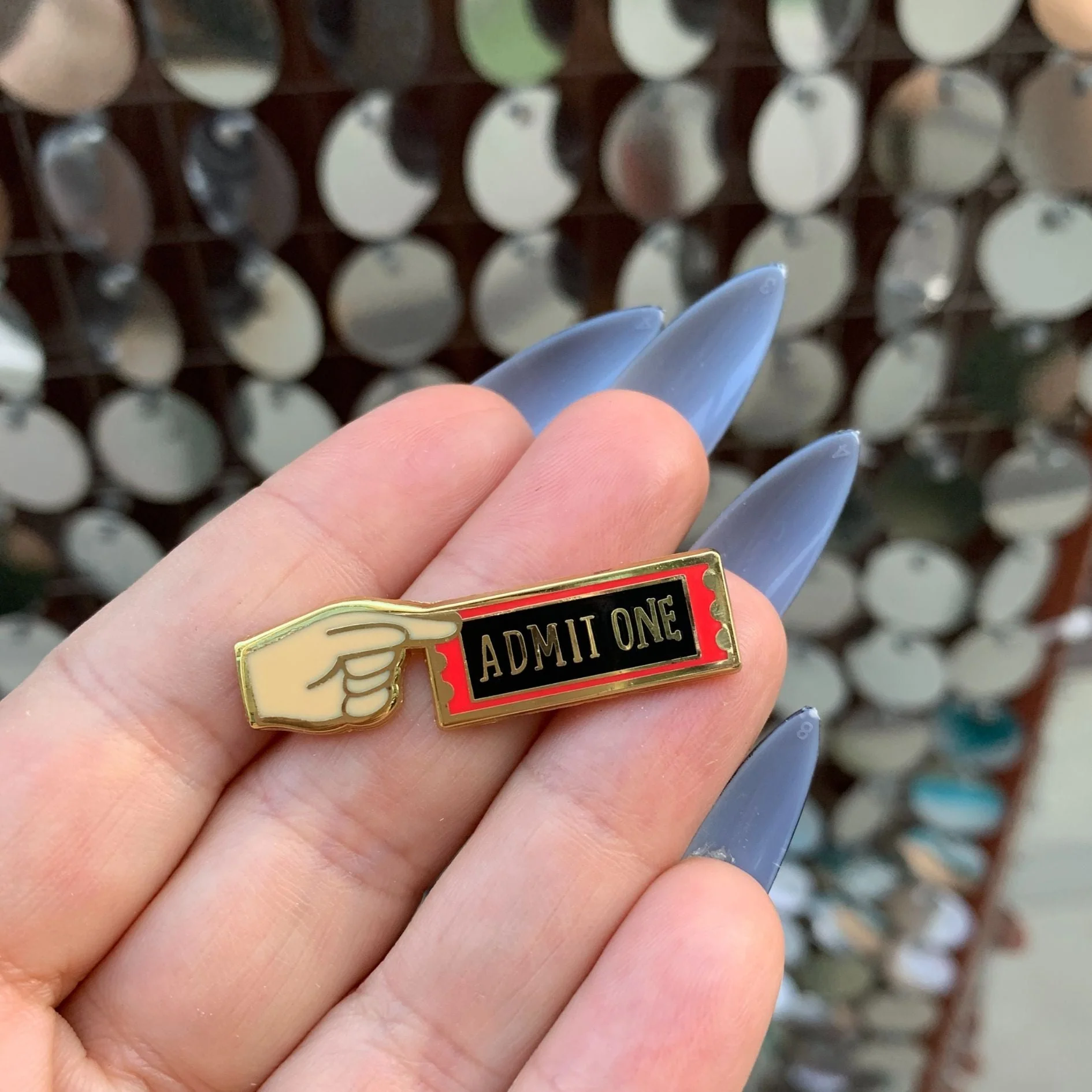 "Admit One" Carnival Ticket Enamel Pin on Gift Card - Image 5