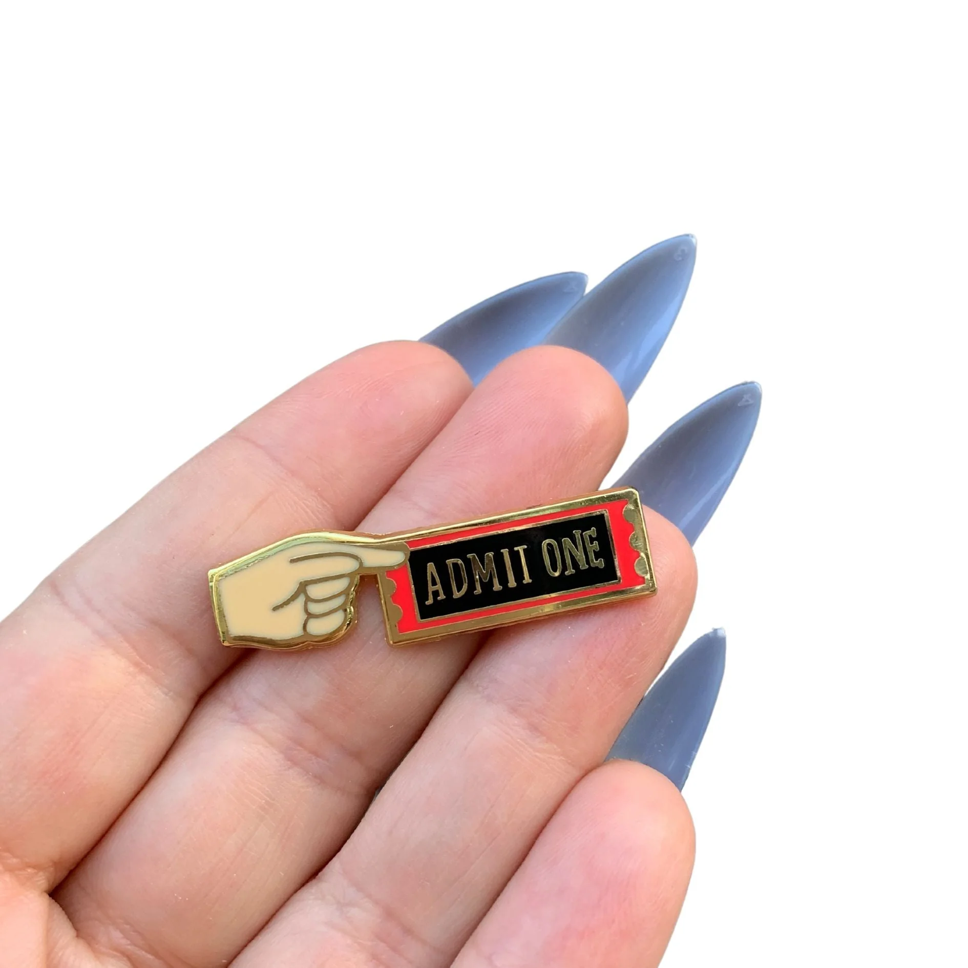 "Admit One" Carnival Ticket Enamel Pin on Gift Card - Image 9