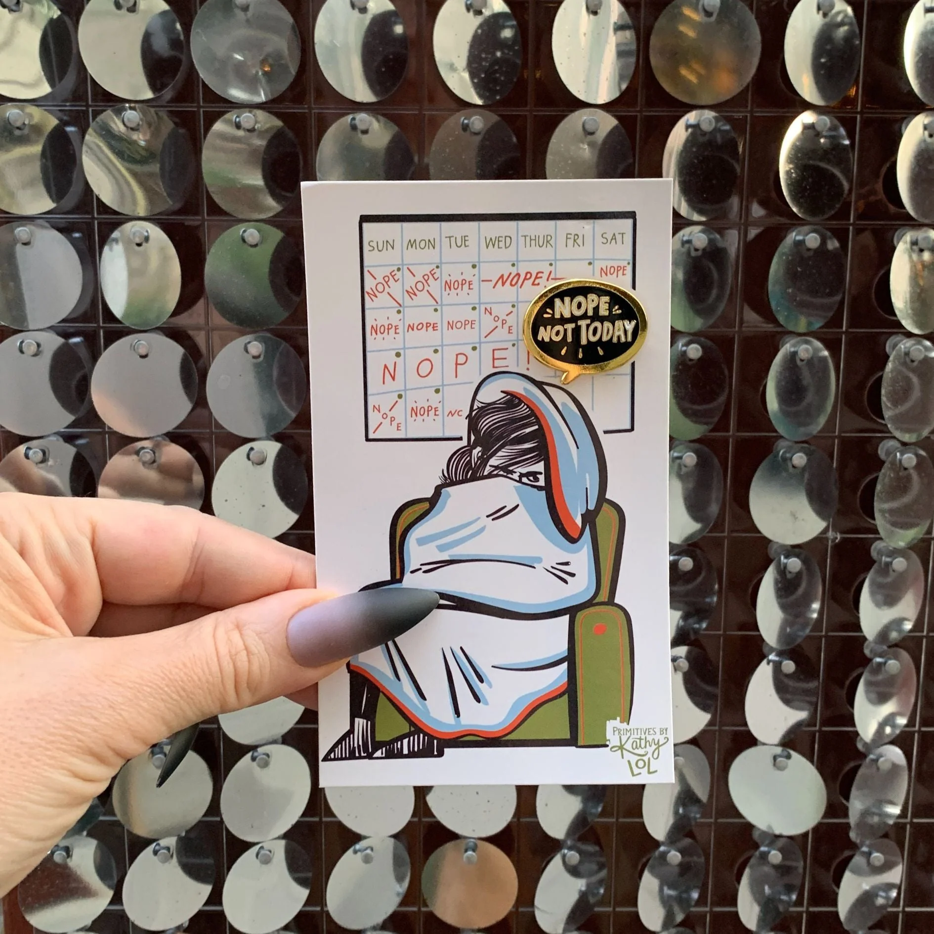 Nope, Not Today Enamel Pin in Bubble Design - Image 10