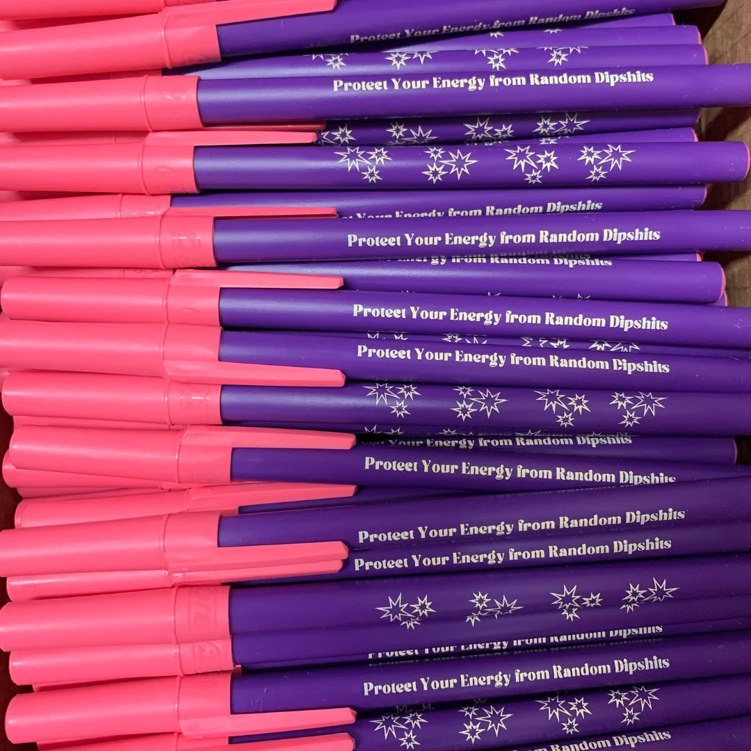 Protect Your Energy From Random Dipshits Ballpoint Pen in Violet | Gen Z Aesthetic Blue Ink - Image 4