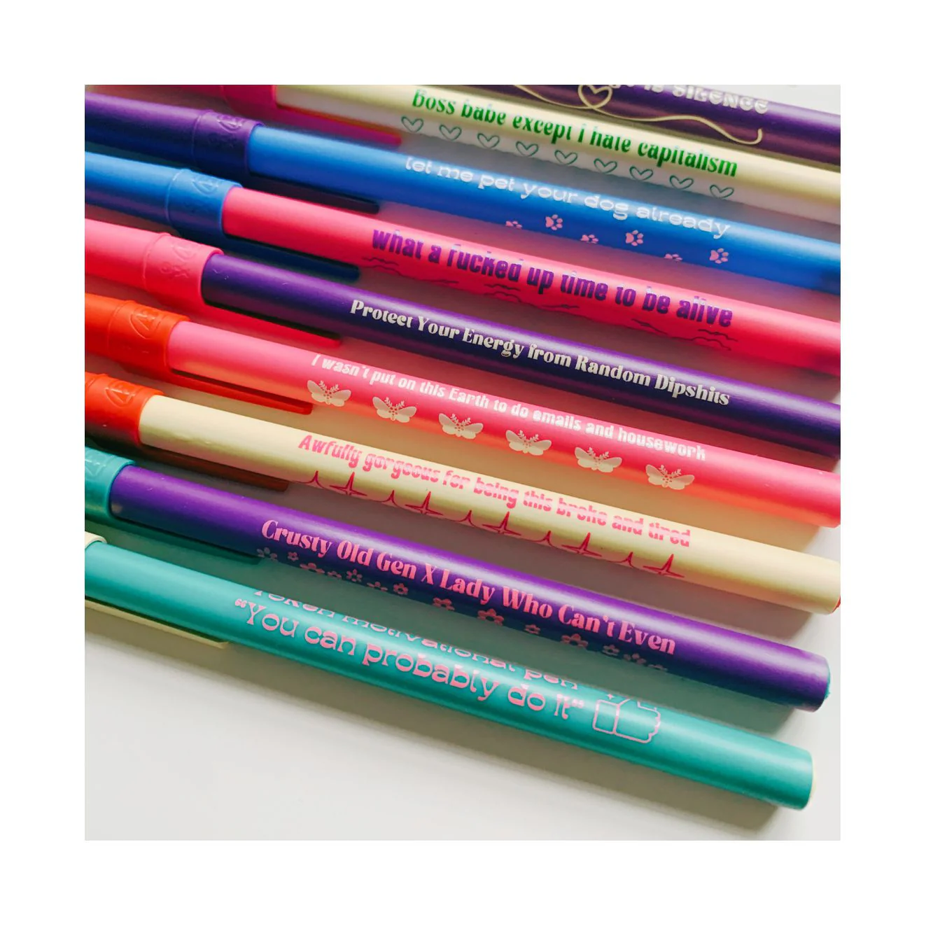 Protect Your Energy From Random Dipshits Ballpoint Pen in Violet | Gen Z Aesthetic Blue Ink - Image 6