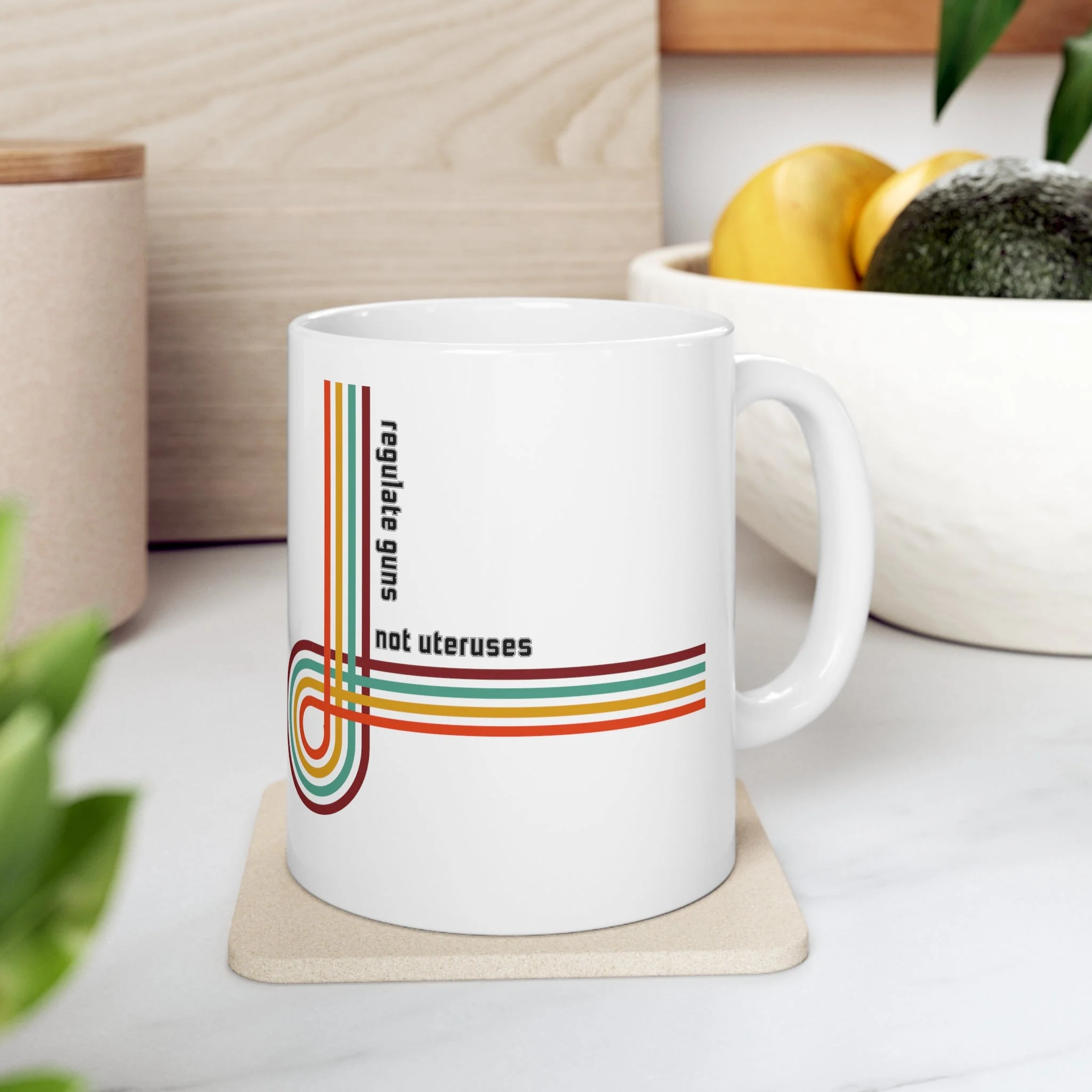 Regulate Guns Not Uteruses Retro Rainbow Ceramic Mug 11oz - Image 6