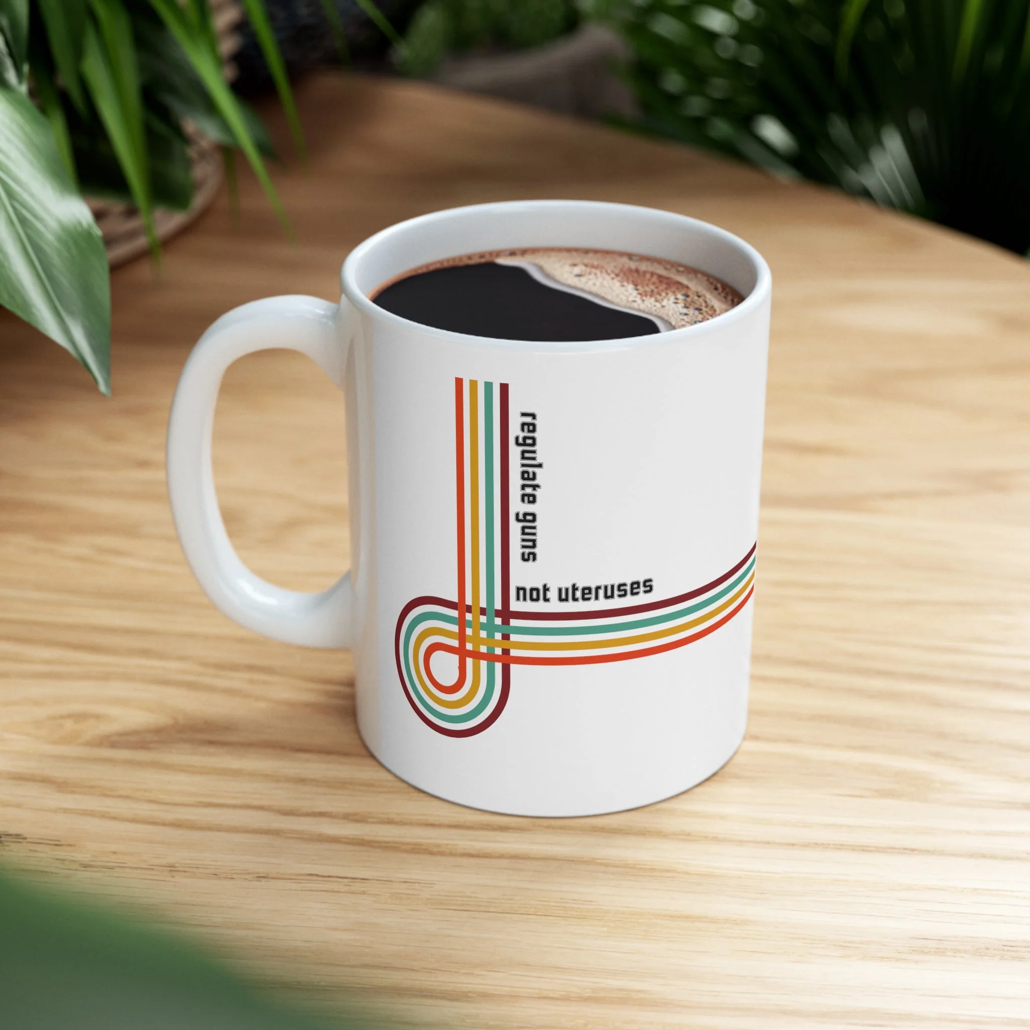 Regulate Guns Not Uteruses Retro Rainbow Ceramic Mug 11oz - Image 7
