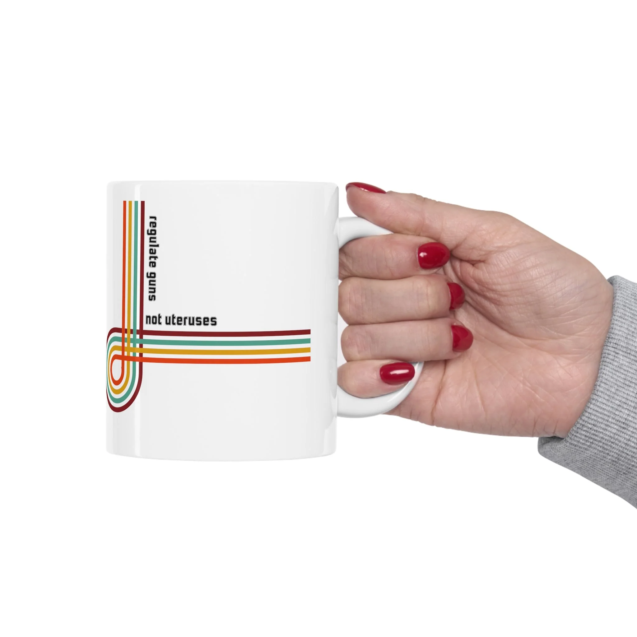 Regulate Guns Not Uteruses Retro Rainbow Ceramic Mug 11oz - Image 9