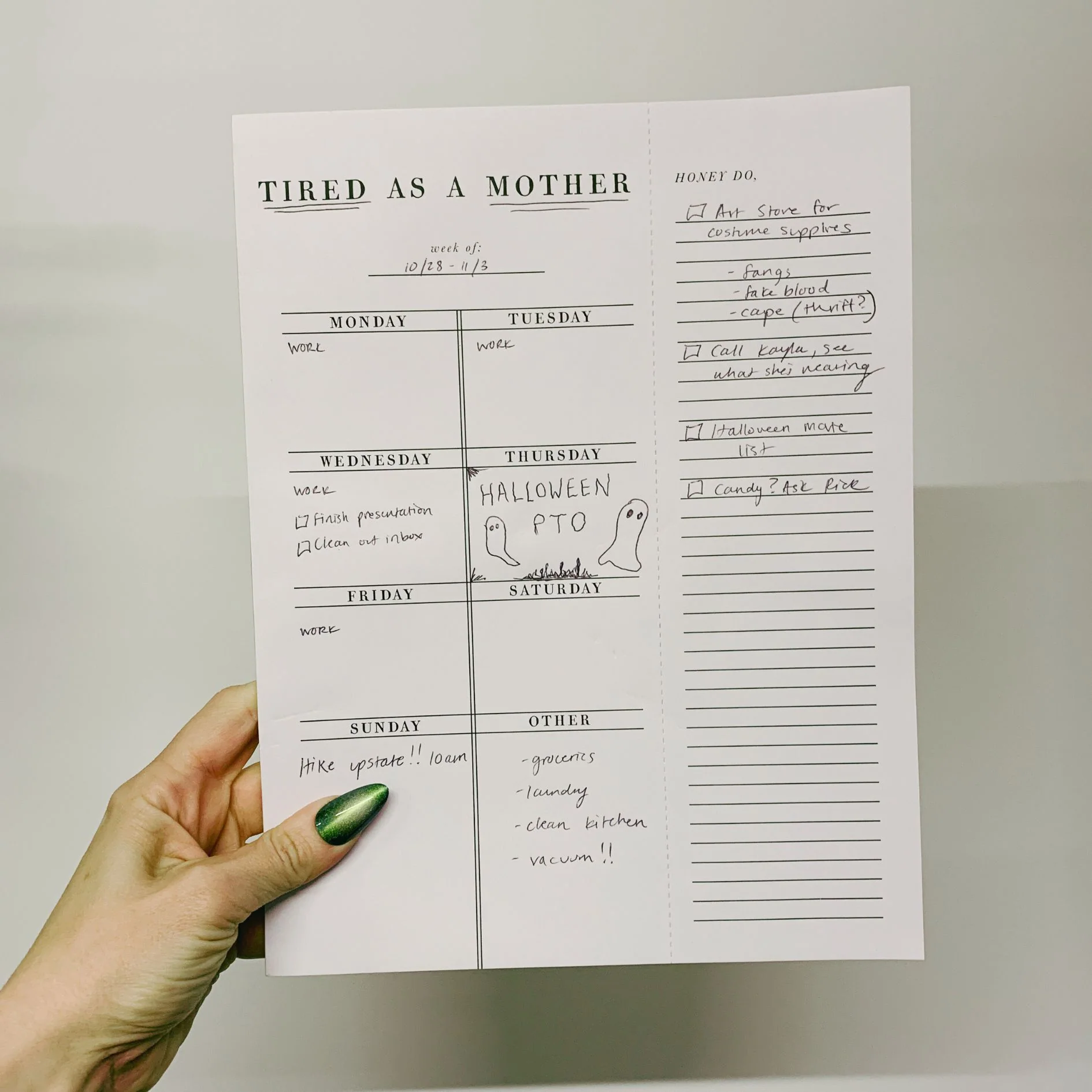 Tired As A Mother Weekly List Notepad | 8.5" x 11" Desk Planner - Image 3