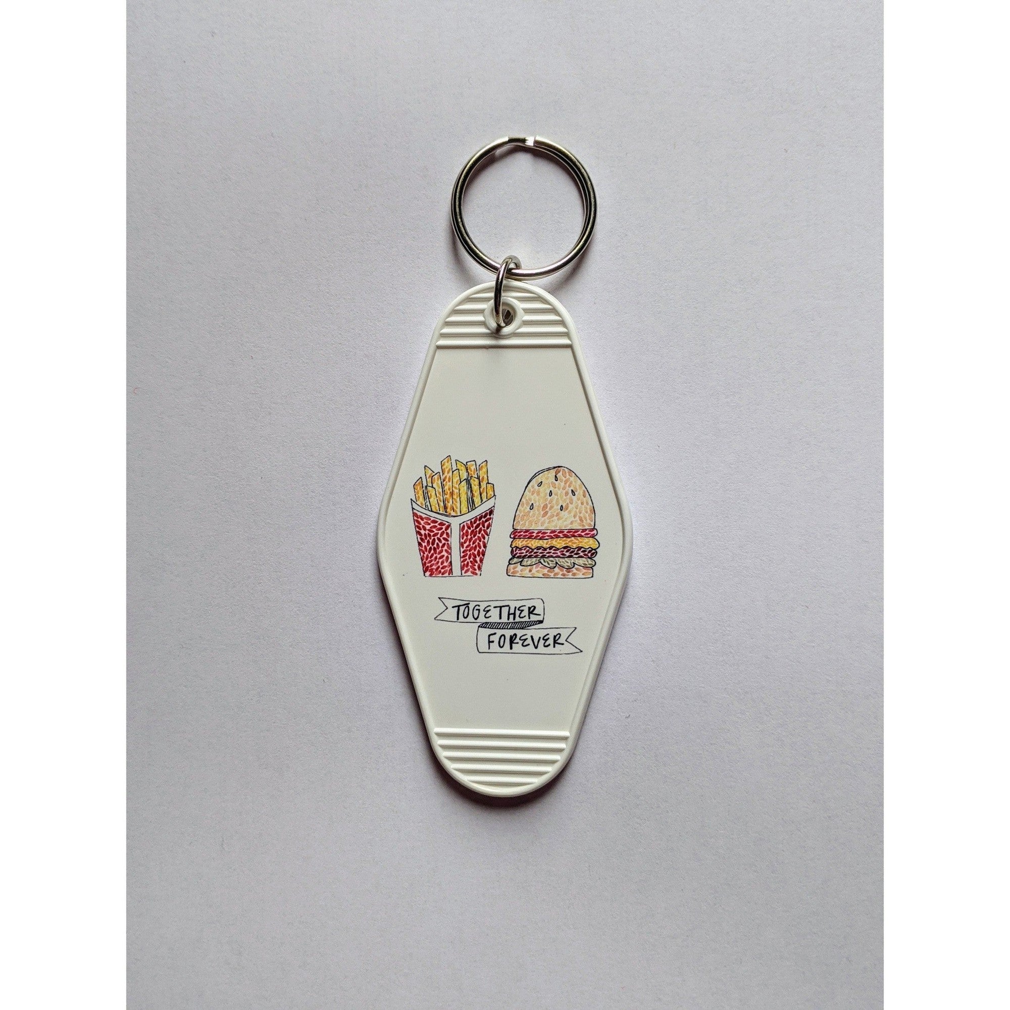 Together Forever Burger and Fries Motel Style Illustrated Keychain - Image 7