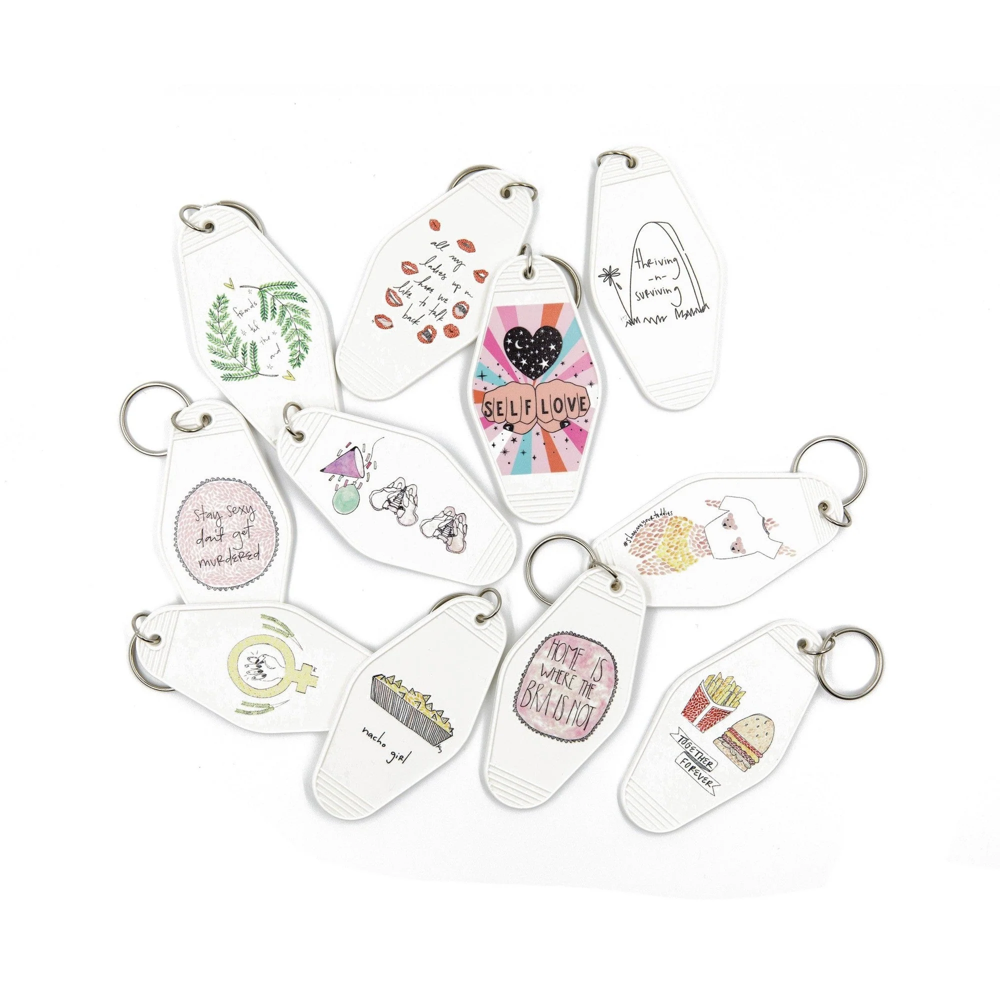 Together Forever Burger and Fries Motel Style Illustrated Keychain - Image 8