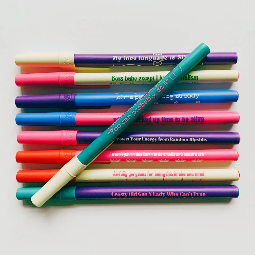 Token Motivational Pen: "You Can Probably Do It" Ballpoint Teal Pen | Gen Z Aesthetic Blue Ink - Image 7