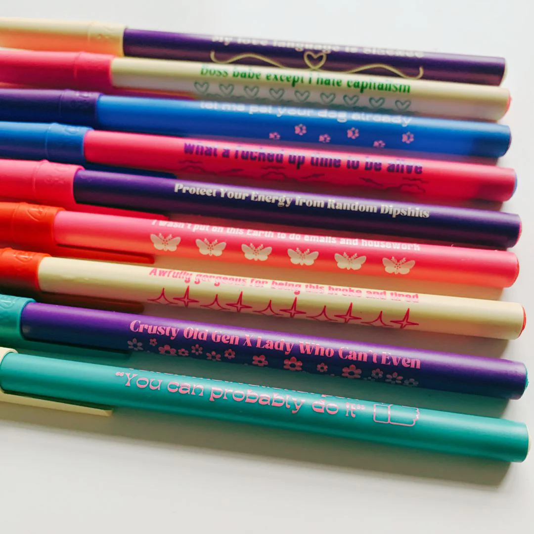 Token Motivational Pen: "You Can Probably Do It" Ballpoint Teal Pen | Gen Z Aesthetic Blue Ink - Image 8