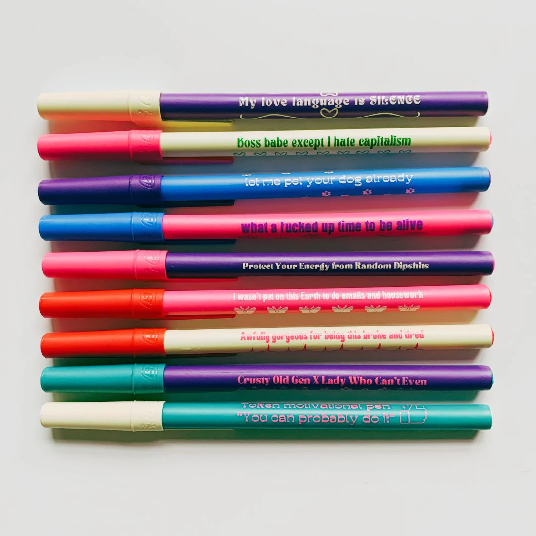 Token Motivational Pen: "You Can Probably Do It" Ballpoint Teal Pen | Gen Z Aesthetic Blue Ink - Image 9