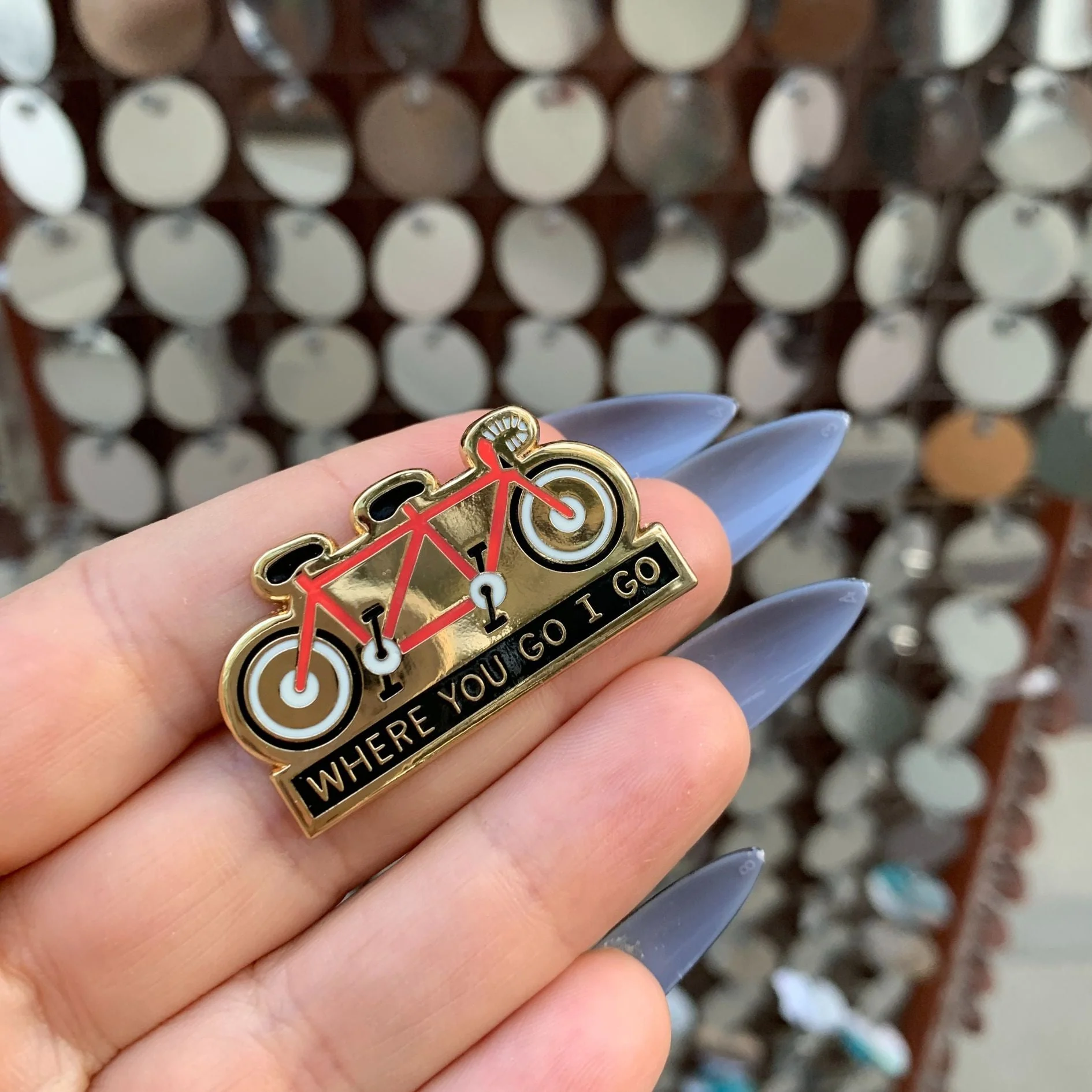 Where You Go I Go - Where You Stay I Stay Enamel Pin in Tandem Bike - Image 12