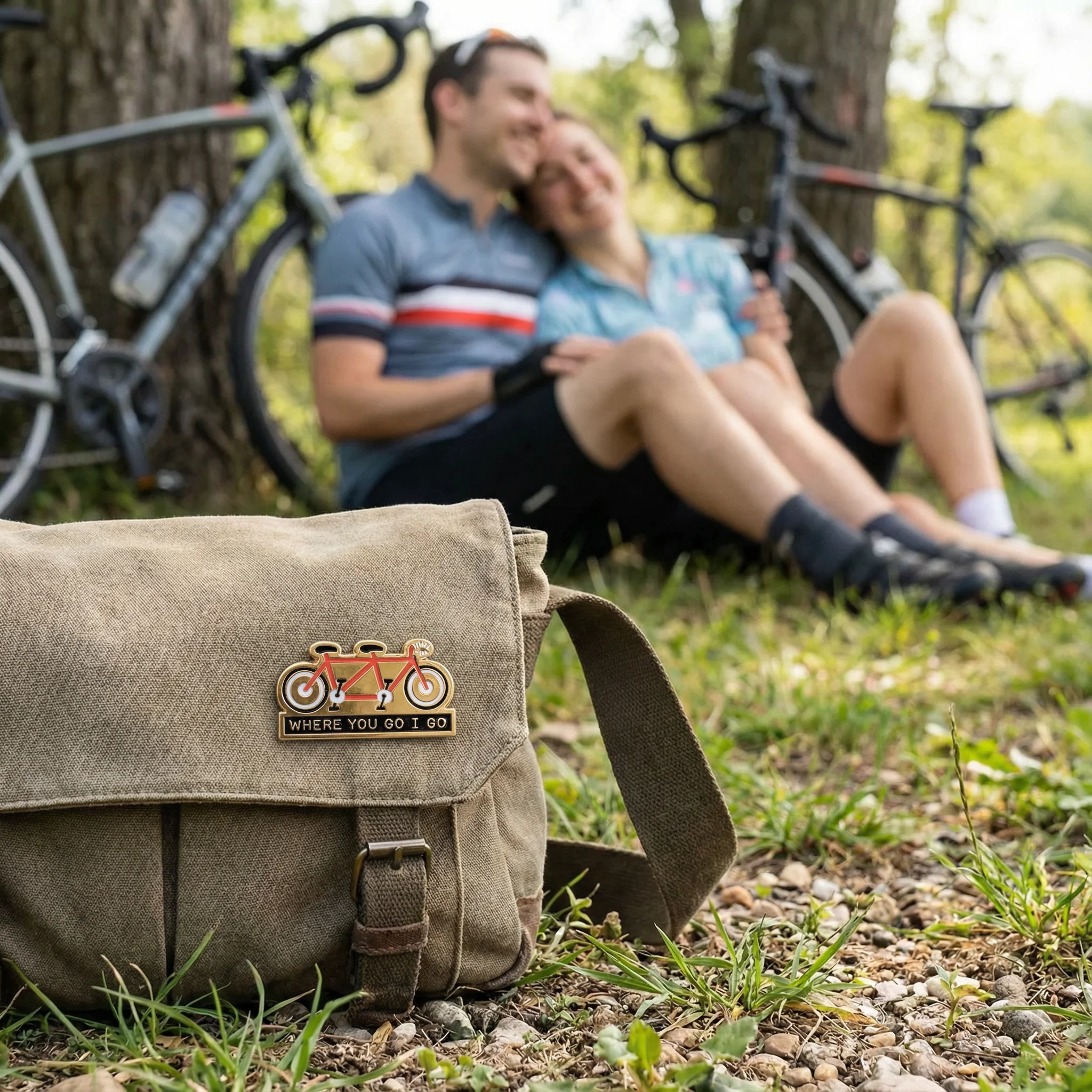 Where You Go I Go - Where You Stay I Stay Enamel Pin in Tandem Bike - Image 4