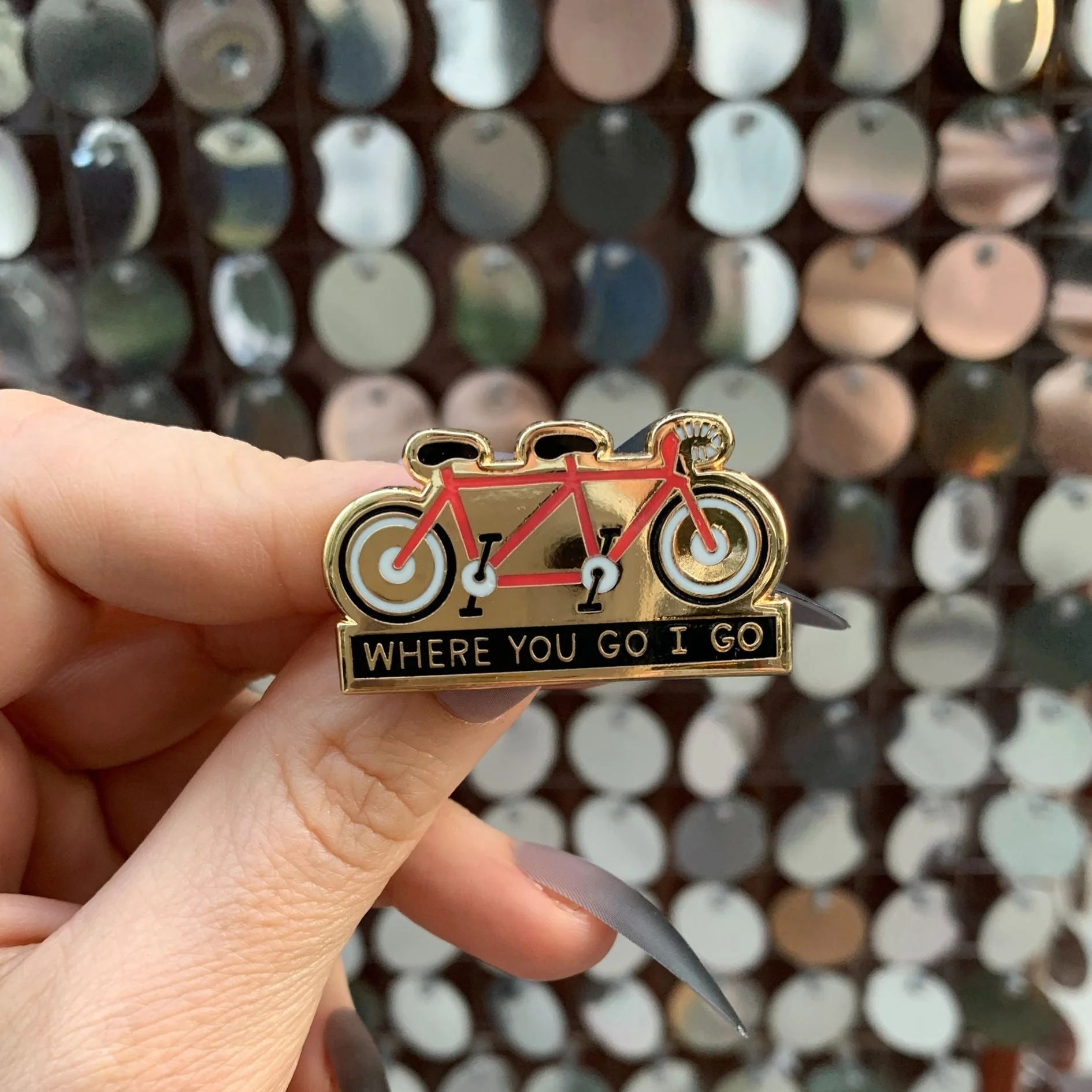 Where You Go I Go - Where You Stay I Stay Enamel Pin in Tandem Bike - Image 5