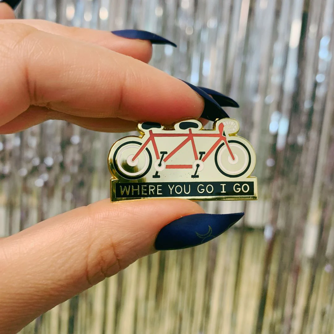 Where You Go I Go - Where You Stay I Stay Enamel Pin in Tandem Bike - Image 8