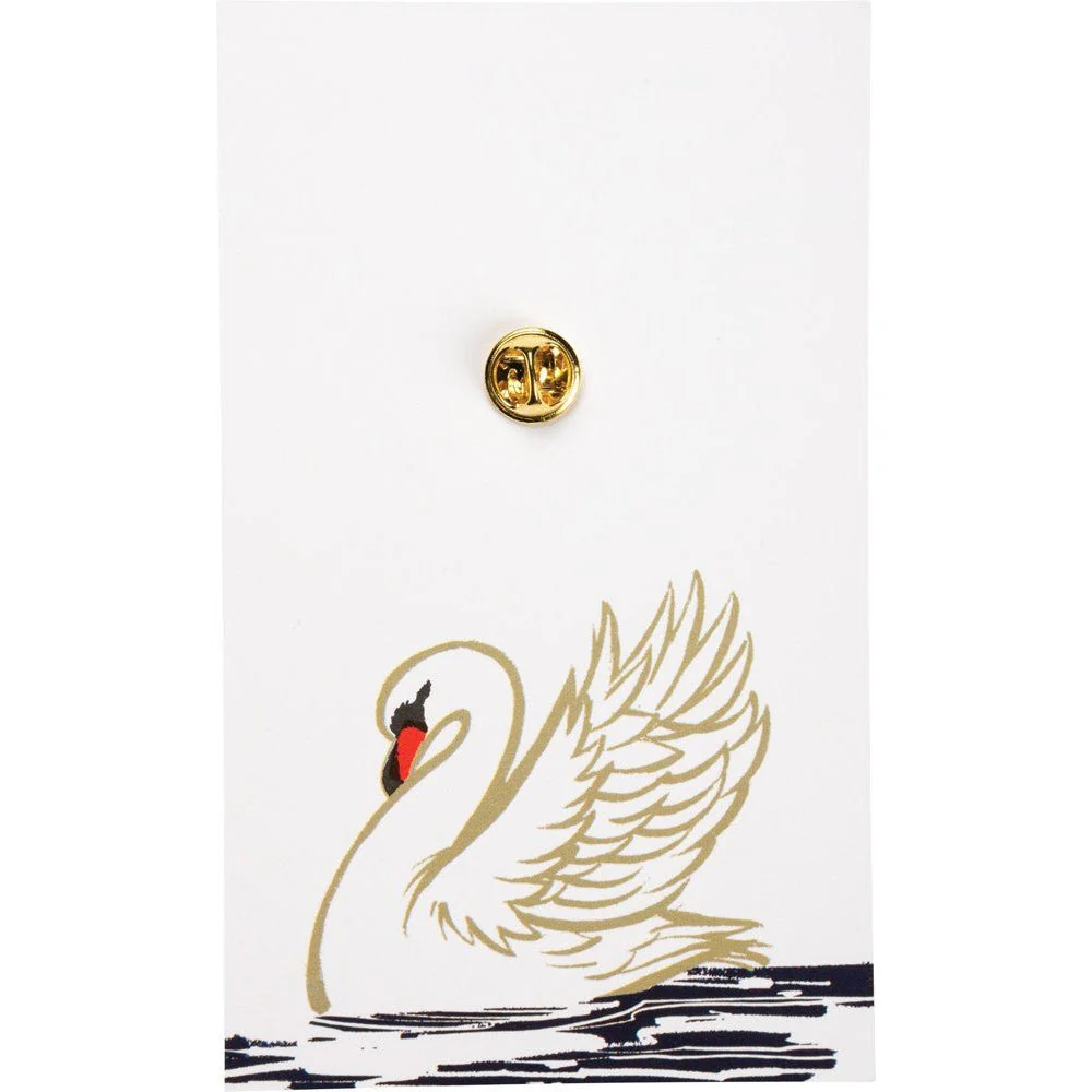 You Are Naturally Beautiful When You Are Yourself Swan Enamel Pin in White and Gold - Image 8